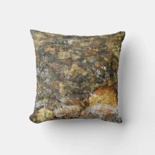 River-Worn Pebbles Brown and Grey Natural Abstract Cushion