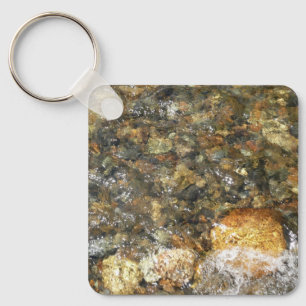 River-Worn Pebbles Brown and Grey Natural Abstract Key Ring