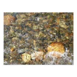 River-Worn Pebbles Brown and Grey Natural Abstract Photo Print