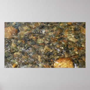 River-Worn Pebbles Brown and Grey Natural Abstract Poster