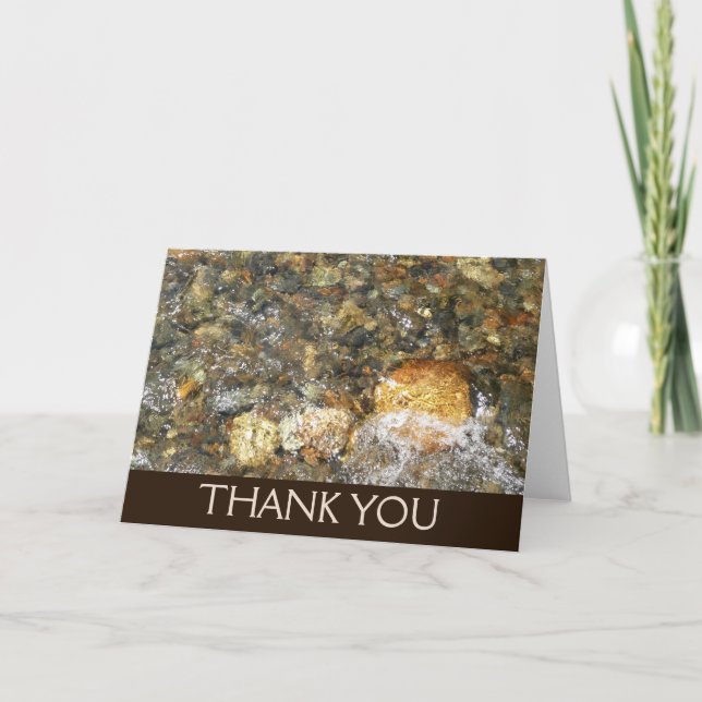 River-Worn Pebbles Brown and Grey Natural Abstract Thank You Card (Front)