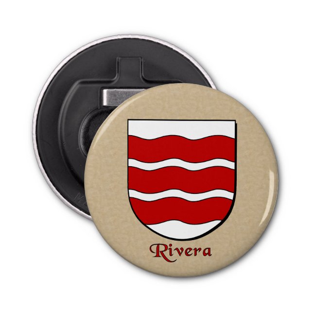 Rivera Heraldic Arms on Parchment Style Back Bottle Opener (Front)
