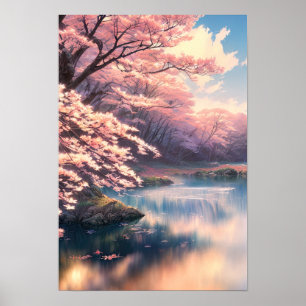 Riverbank and Sakura's Grace Poster