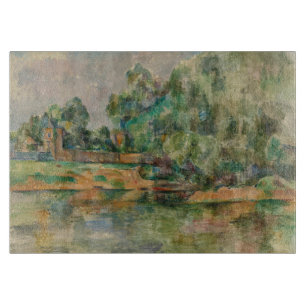 Riverbank by Paul Cezanne Glass Cutting Board