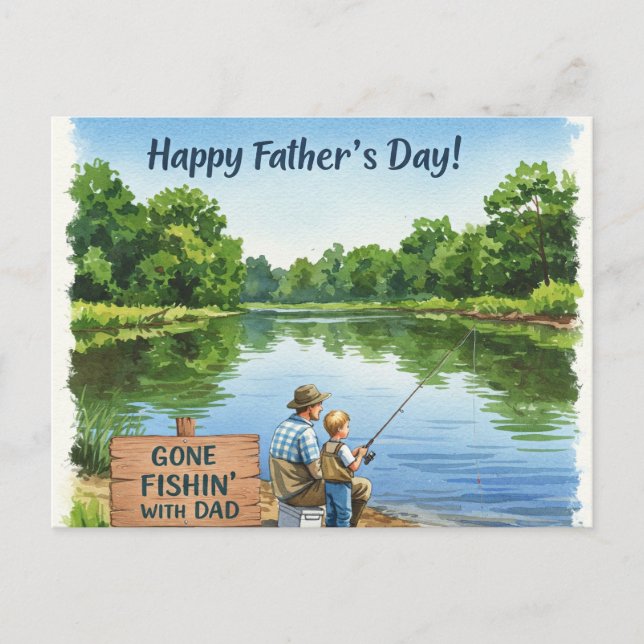 riverbank scene for Father's Day Postcard (Front)