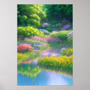 Riverbank Symphony, Colourful Scenery Poster