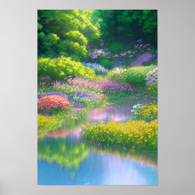 Riverbank Symphony, Colourful Scenery Poster (Front)