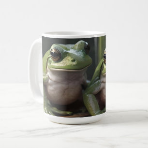 Riverbound Wonders: Two Plump Green Frogs By River Coffee Mug