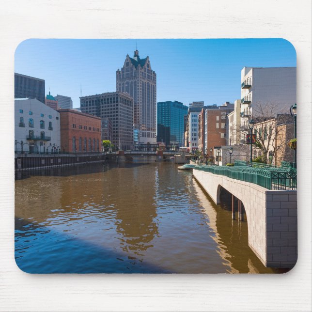 riverfront from kilbourn street in milwaukee mouse pad (Front)