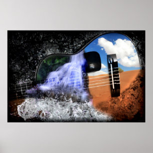 Rivers in the Desert (Guitar Art Poster) Poster