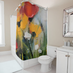 Riverside – Abstract Floral Landscape Shower Curtain