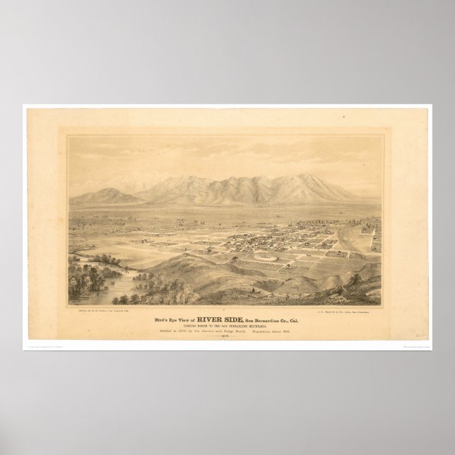 Riverside, CA. Panoramic Map 1877 (1404C) Poster (Front)