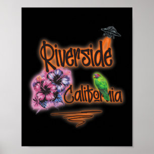 Riverside California Retro Surfer Vintage Airbrush Poster