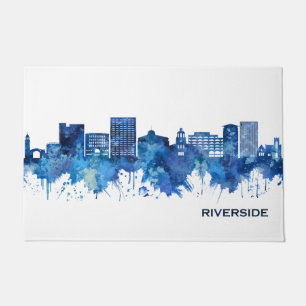 Riverside California Skyline Blue Doormat