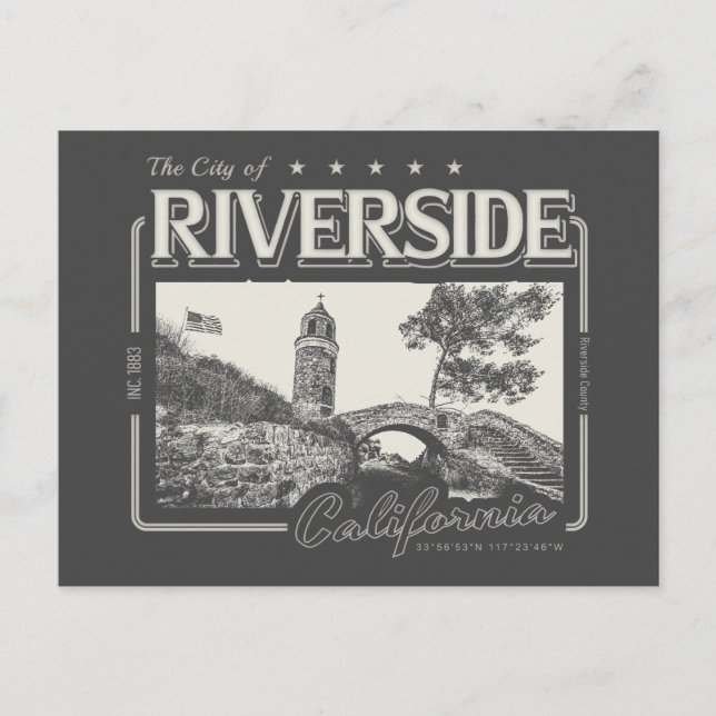 RIVERSIDE CALIFORNIA VINTAGE - MOUNT RUBIDOUX POSTCARD (Front)