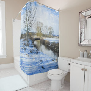 Riverside English Winter Walk - Personalised Shower Curtain