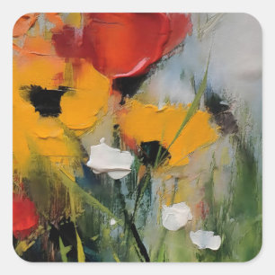 Riverside – Expressive Abstract Meadow Square Sticker