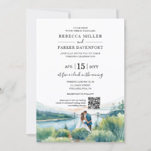 Riverside modern Wedding QR Code Invitation