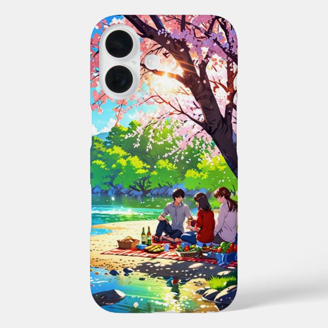 Riverside Picnic – Cosy Anime Spring Art Case-Mate iPhone Case (Back)