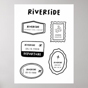 Riverside - Travel Stamp Collection Minimalist Poster