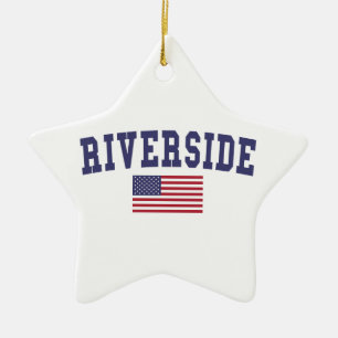 Riverside US Flag Ceramic Tree Decoration