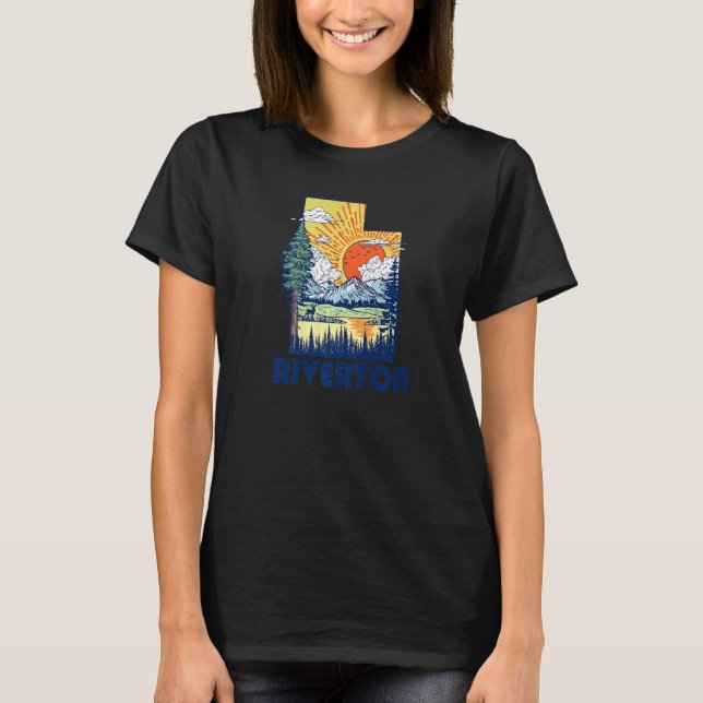 Riverton Utah Nature State Pride Mountains Retro T-Shirt (Front)