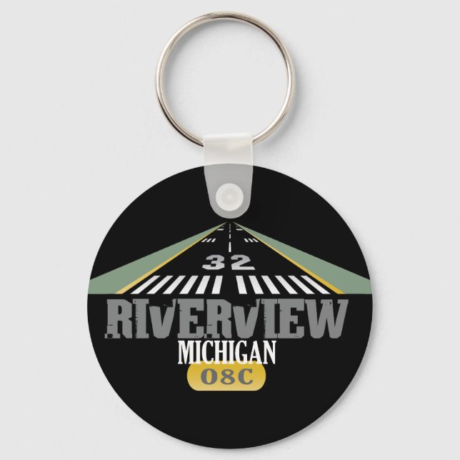 Riverview MI - Airport Runway Key Ring (Front)
