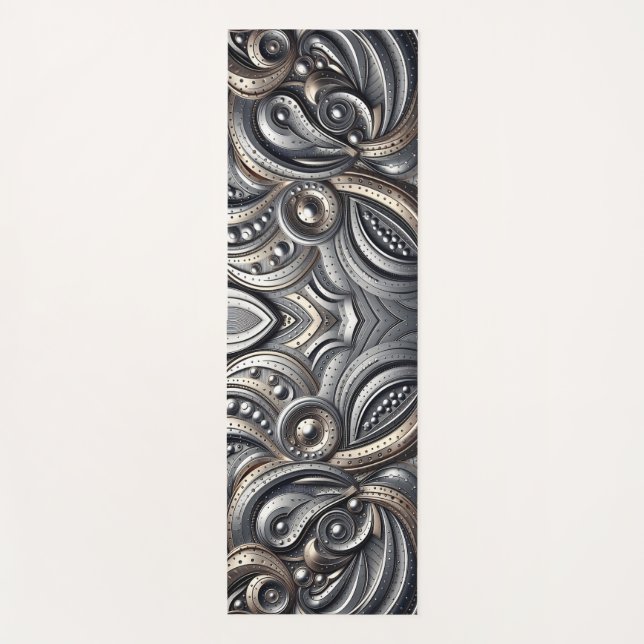 riveted metal curves  yoga mat (Front)