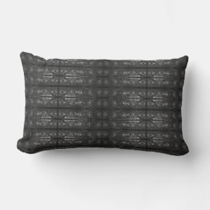 Riveted Nuts + Bolts Black Outdoor Lumbar Cushion