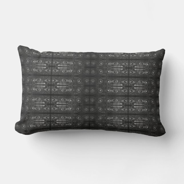 Riveted Nuts + Bolts Black Outdoor Lumbar Cushion (Front)
