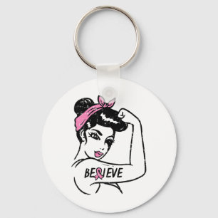 Riveter Believe Fighting Breast Cancer Awareness W Key Ring