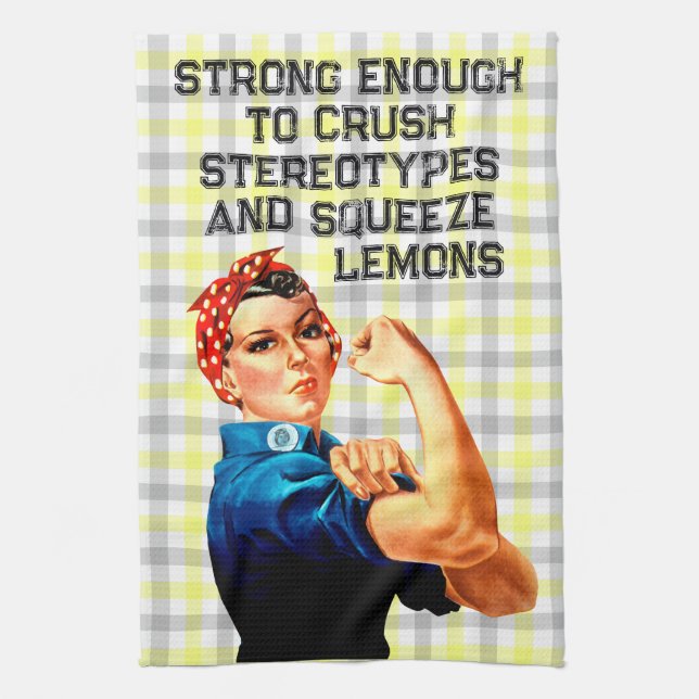 Riveter Lemon Gingham  Tea Towel (Vertical)