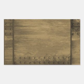 rivetted grungy gold metal plate rectangular sticker