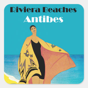 Riviera Beaches ~ Antibes Square Sticker