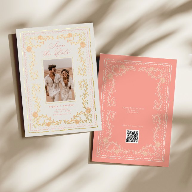 Riviera Floral Foil Save the Date (Riviera Floral Foil Save the Date Invitation)