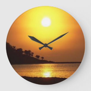 Riviera Maya Cancun Mexico Caribbean Sea at Dawn Large Clock