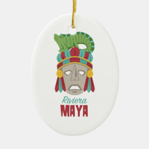 Riviera Maya Mask Ceramic Ornament