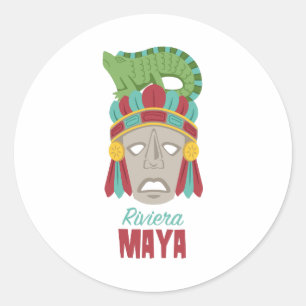 Riviera Maya Mask Classic Round Sticker