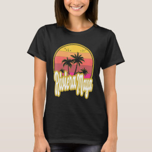 Riviera Maya Mexico Beach Retro Sunset T-Shirt