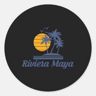 Riviera Maya Mexico Beach Tourist Souvenir Vacatio Classic Round Sticker