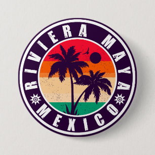Riviera Maya Mexico Palm Trees Vintage Souvenir 7.5 Cm Round Badge