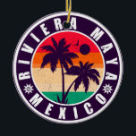 Riviera Maya Mexico Palm Trees Vintage Souvenirs Ceramic Ornament<br><div class="desc">Riviera Maya Mexico Vintage 60s Souvenirs. Riviera Maya Beach Mexico - Retro Tropical Palm Tree 60s Souvenirs Vintage design makes a great Christmas or Birthday gift for fans of Riviera Maya Beach. The retro summer vibe design is a perfect gift for travel lovers and tropical destination fans. - You can...</div>
