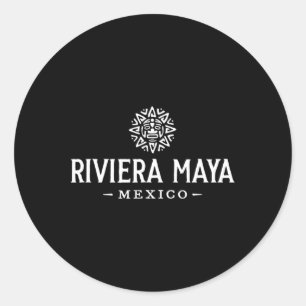 Riviera Maya Mexico Retro Throwck Sun Vacation Sou Classic Round Sticker