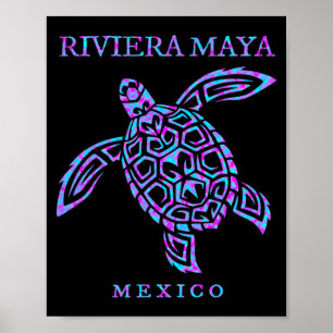 Riviera Maya Mexico Sea Turtle Boys Girls Vacation Poster