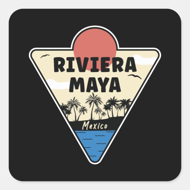 Riviera Maya Mexico Seashore Square Sticker (Front)
