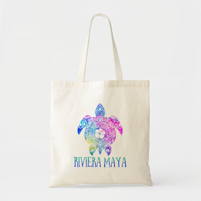 Riviera Maya Mexico Tie Dye Sea Turtle Vacation 20 Tote Bag (Front)