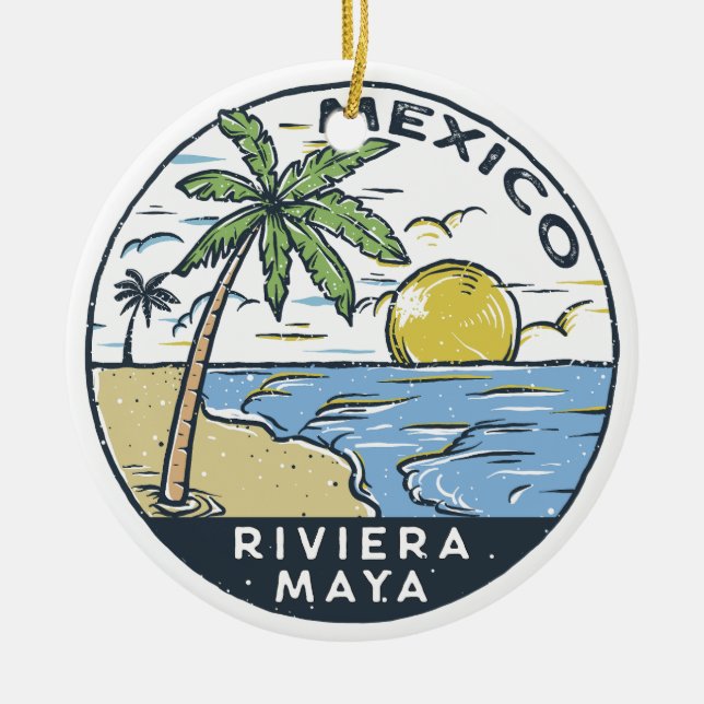 Riviera Maya Mexico Vintage Ceramic Ornament (Front)
