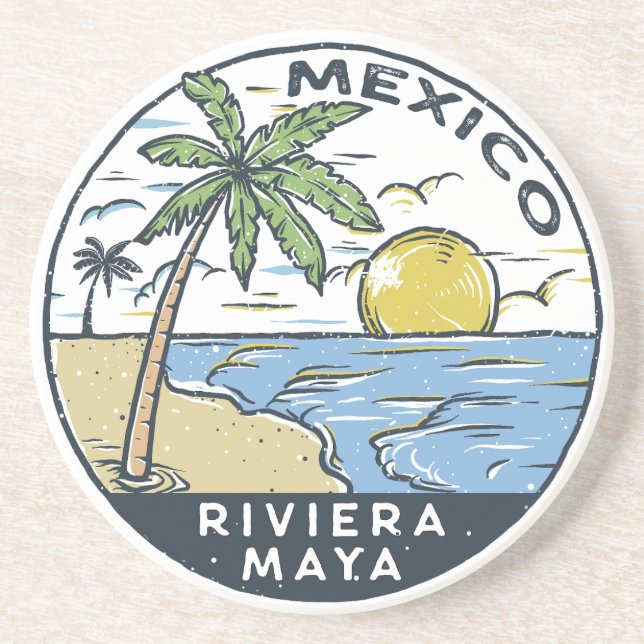 Riviera Maya Mexico Vintage Coaster (Front)