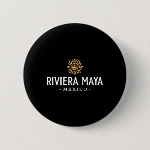 Riviera Maya Mexico Vintage Sun Beach Vacation Sou 6 Cm Round Badge