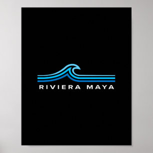 Riviera Maya Mexico Waves Vintage Mens Women Boys Poster